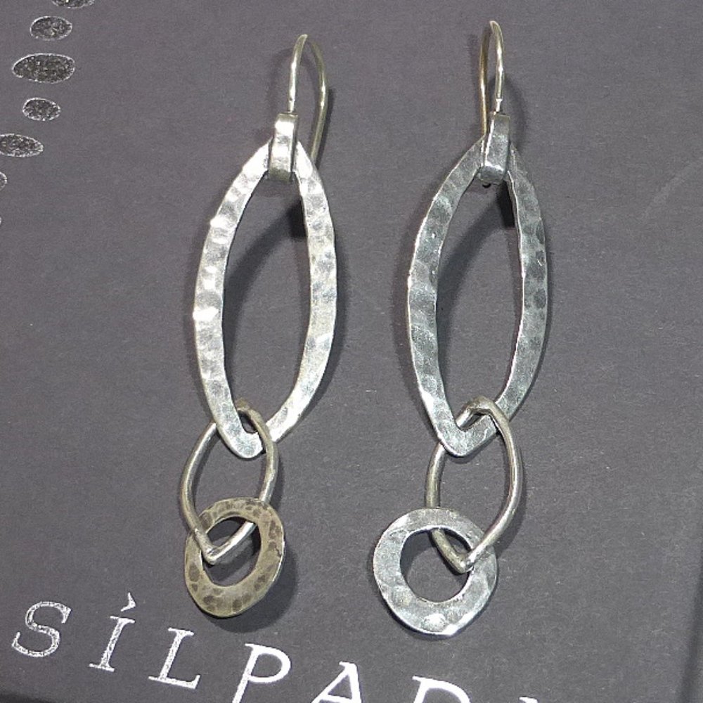 Silpada W1795 Sterling Silver Triple Link Long Dangle Earrings .925